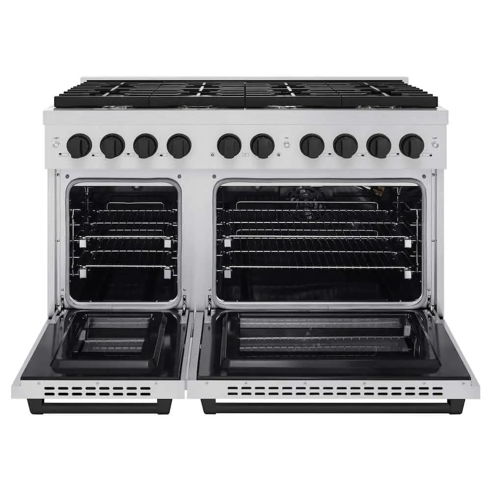 ZLINE 48"Gas Range, Convection Oven Stainless Steel, Matte Black, SGRZ-48-MB by Farmhouse Kitchen and Bath