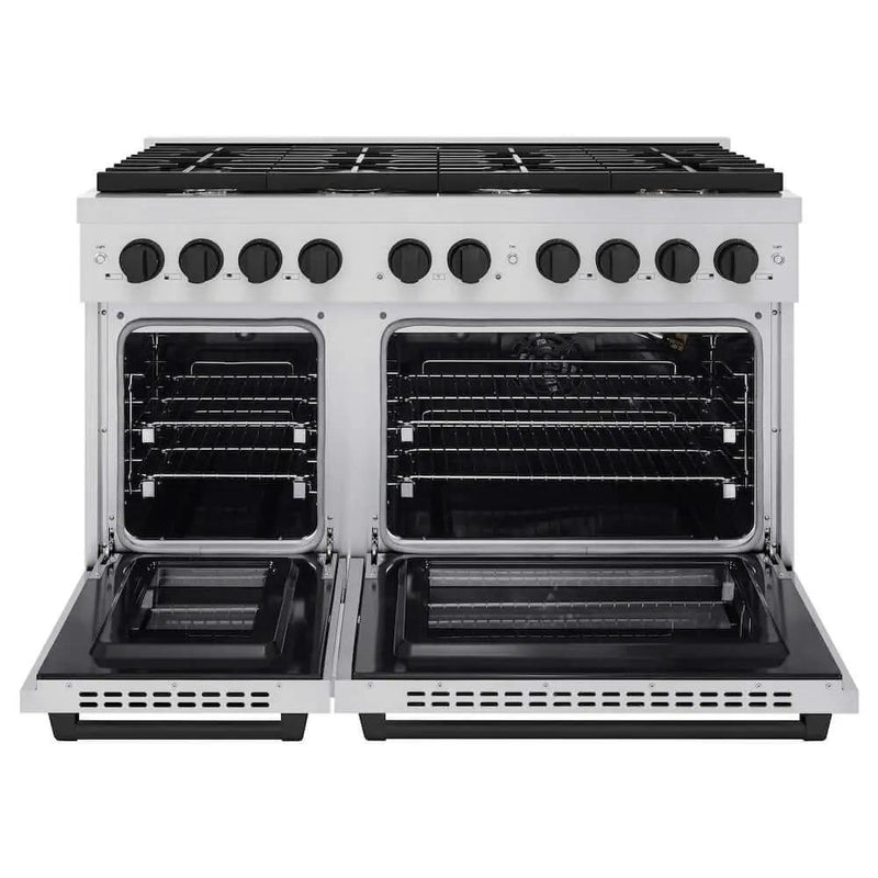 ZLINE 48"Gas Range, Convection Oven Stainless Steel, Matte Black, SGRZ-48-MB by Farmhouse Kitchen and Bath