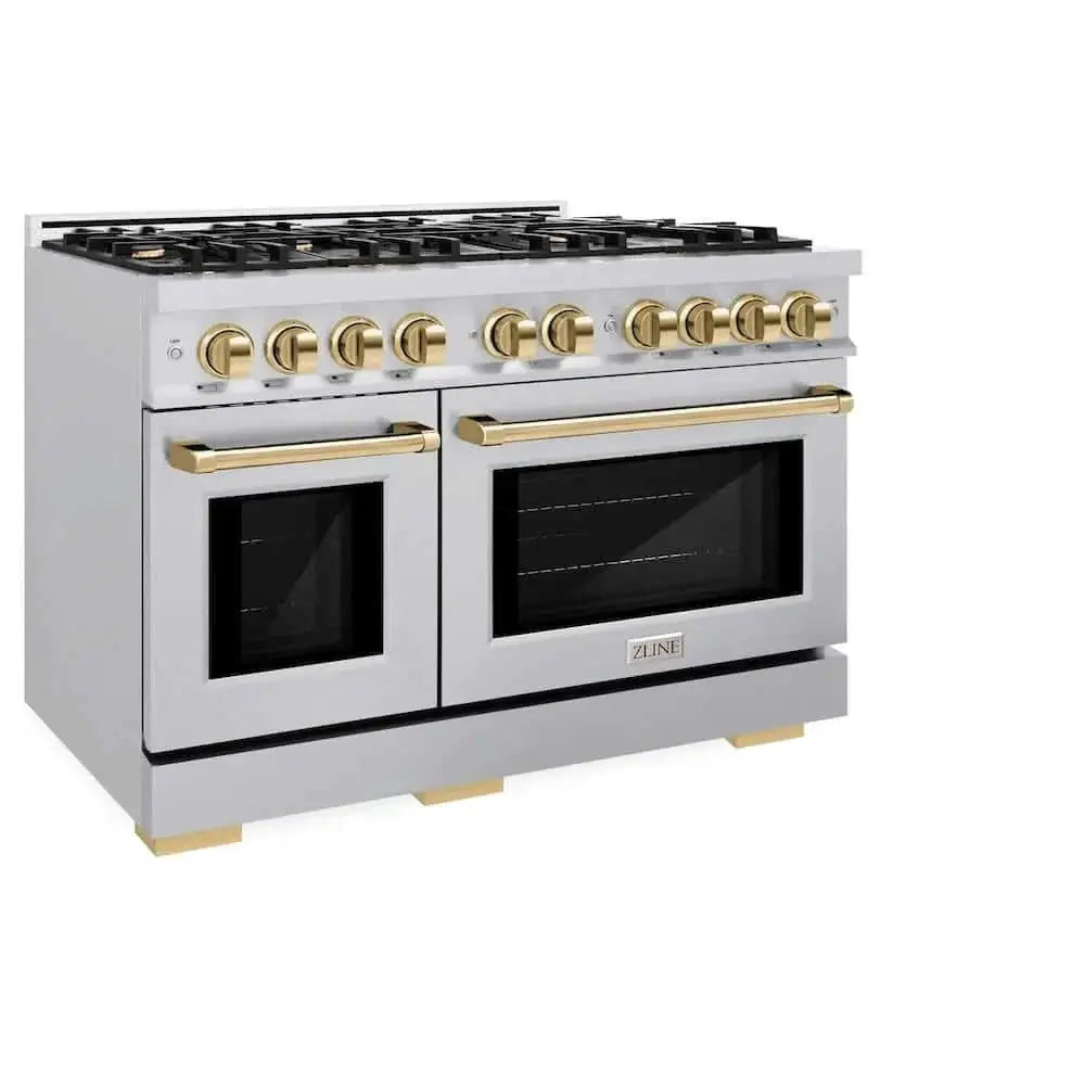 ZLINE 48" Select Gas Range Convection Gas Oven Stainless Steel Gold HGRZ-48-G by Farmhouse Kitchen and Bath