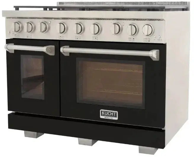 Kucht 48" Freestanding Professional Gas Range Liquid Propane KFX4800/LP-BK by Farmhouse Kitchen and Bath