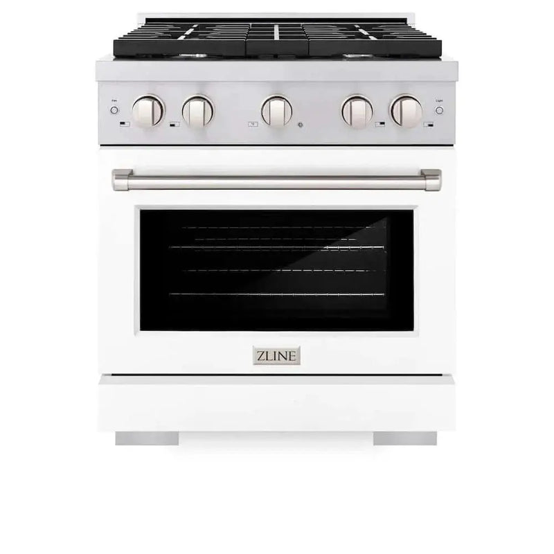 ZLINE 30 In. Gas Range, Stainless Steel, White Matte, SGR-WM-30 by Farmhouse Kitchen and Bath