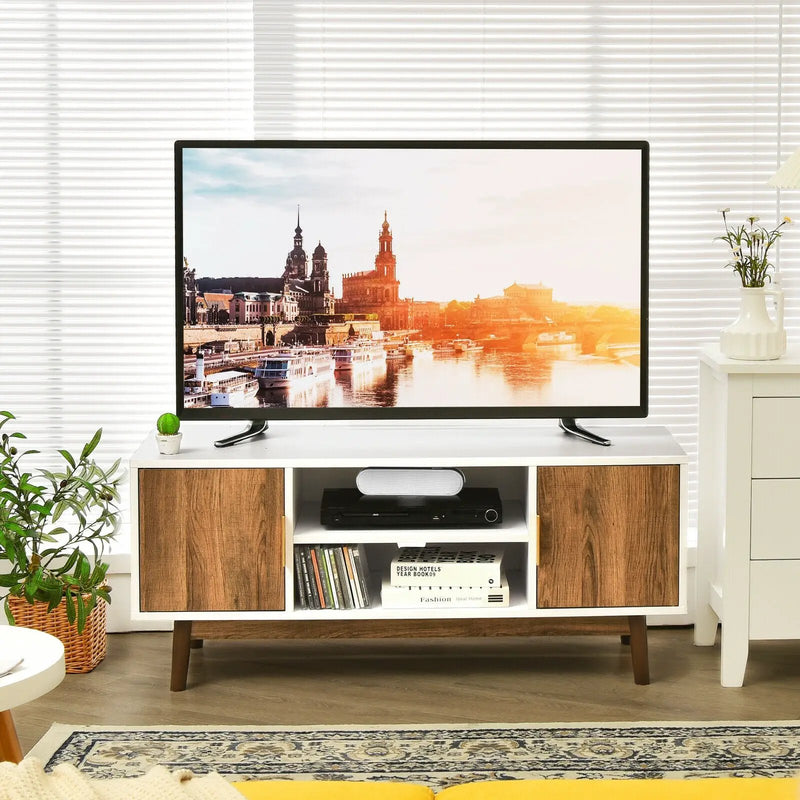 2 Door TV Stand with 2 Cabinets and Open Shelves for TVs up to 50 Inch TV by DirectDeals
