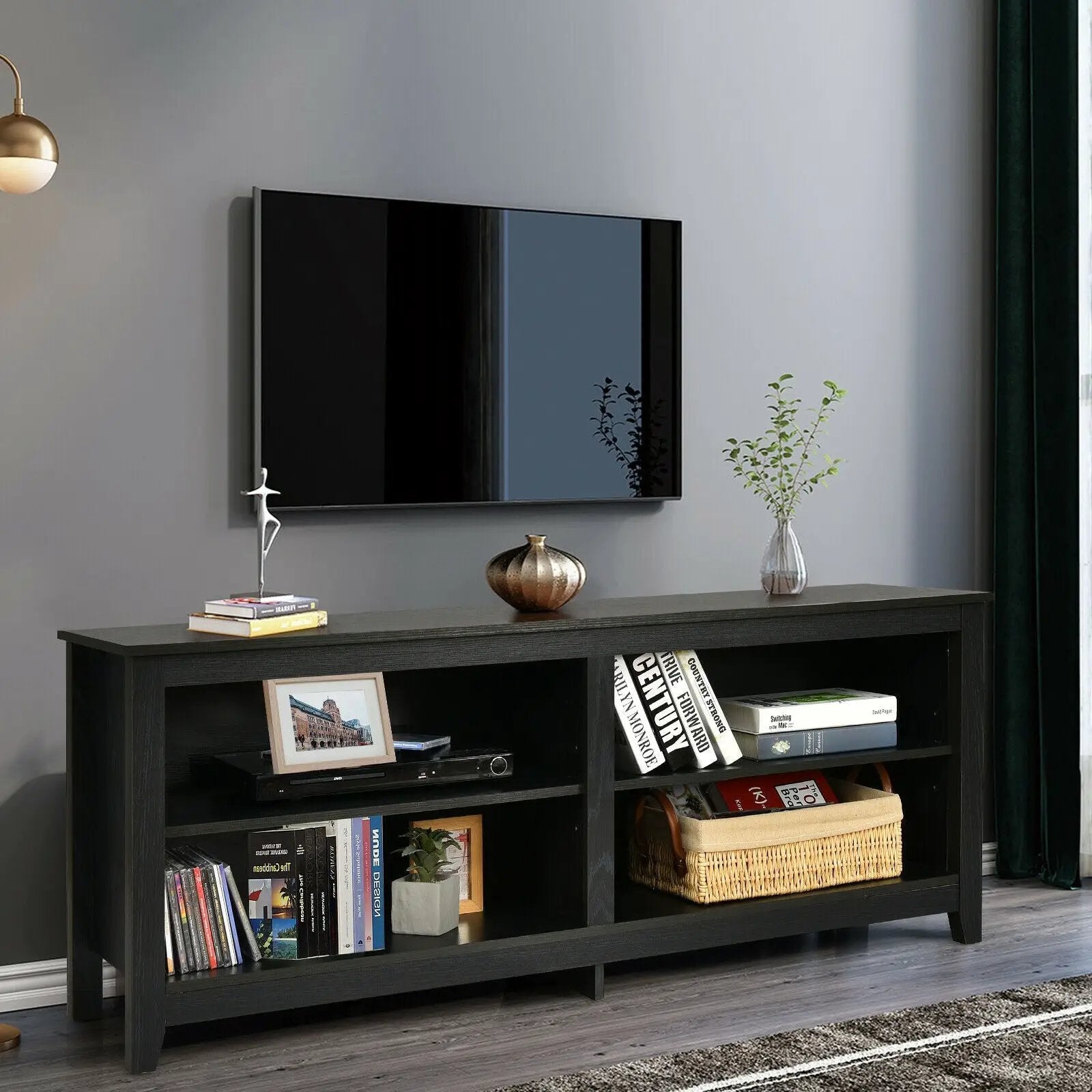 4-Cubby TV Stand for TV's up to 65 Inch with 3-Position Height Adjustable Shelf by DirectDeals