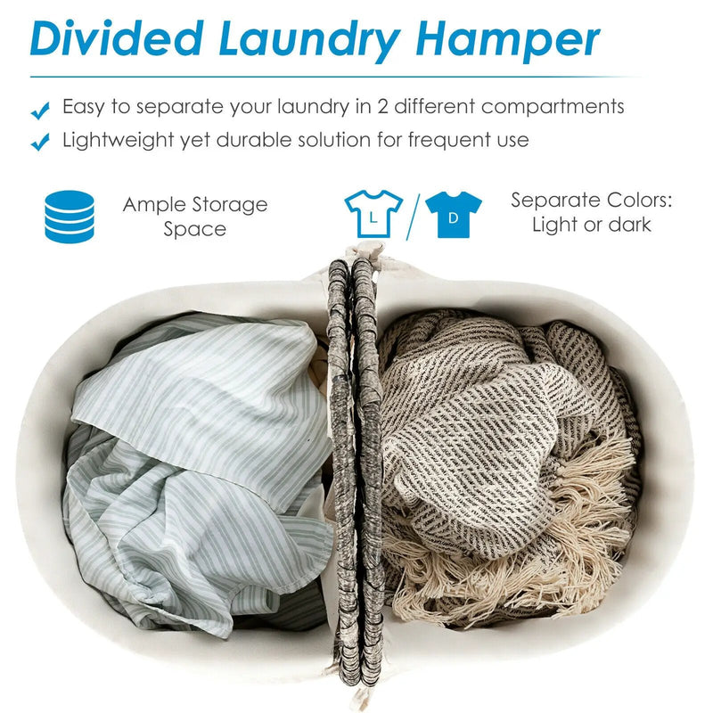 Handwoven Laundry Hamper Basket with 2 Removable Liner Bags by DirectDeals