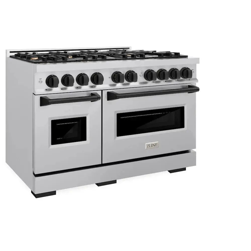 ZLINE 48" Dual Fuel Range, Gas Cooktop, Electric Convection Oven Stainless Steel, Matte Black CDRZ-48-MB by Farmhouse Kitchen and Bath