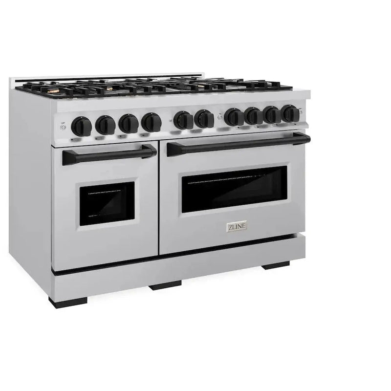 ZLINE 48" Dual Fuel Range, Gas Cooktop, Electric Convection Oven Stainless Steel, Matte Black CDRZ-48-MB by Farmhouse Kitchen and Bath