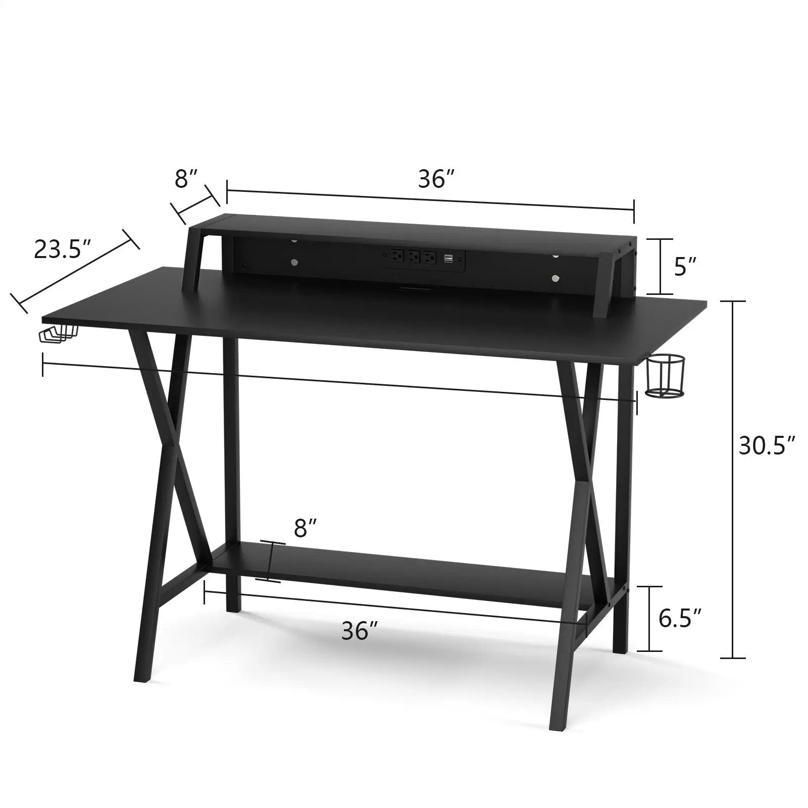 All-in-One Professional Gaming Desk with Cup and Headphone Holder by DirectDeals