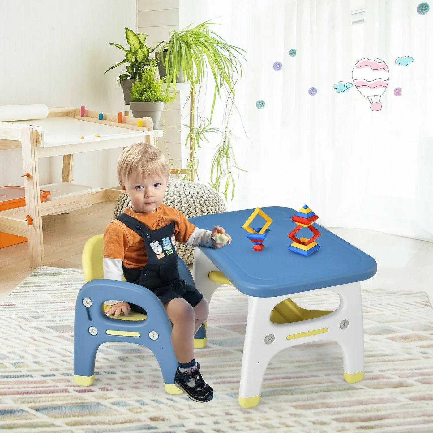 Kids Activity Table and Chair Set with Montessori Toys for Preschool and Kindergarten by DirectDeals