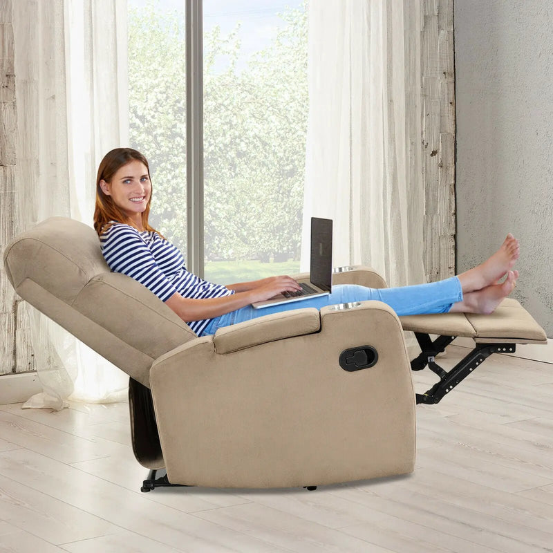 Recliner Chair Single Sofa Lounger with Arm Storage and Cup Holder for Living Room by DirectDeals