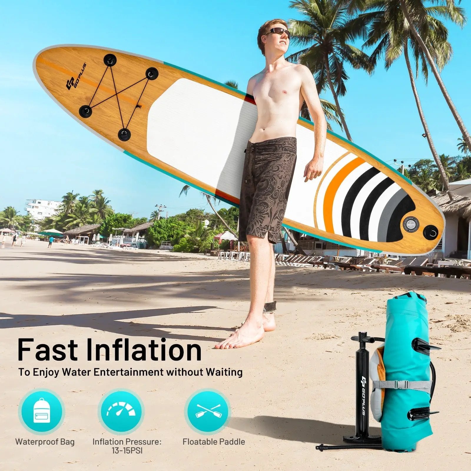 10' Inflatable Stand up Paddle Board Surfboard SUP with Bag by DirectDeals