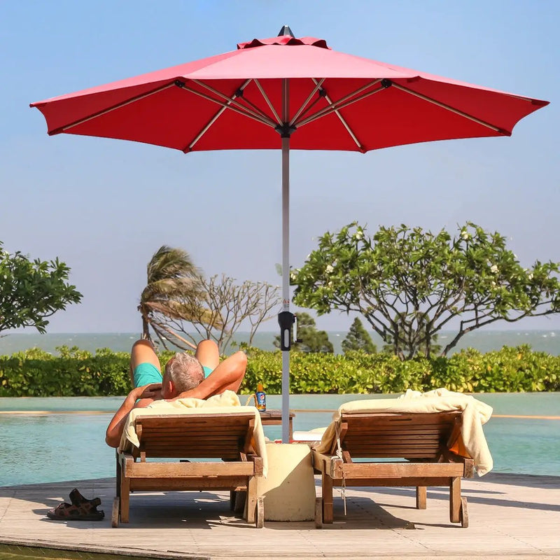 9 Feet Patio Outdoor Market Umbrella with Aluminum Pole without Weight Base by DirectDeals