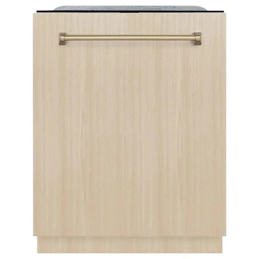 ZLINE Autograph Edition 24" Tall Tub Dishwasher, Custom Panel Ready, Champagne Bronze Handle DWMTZ-24-CB by Farmhouse Kitchen and Bath