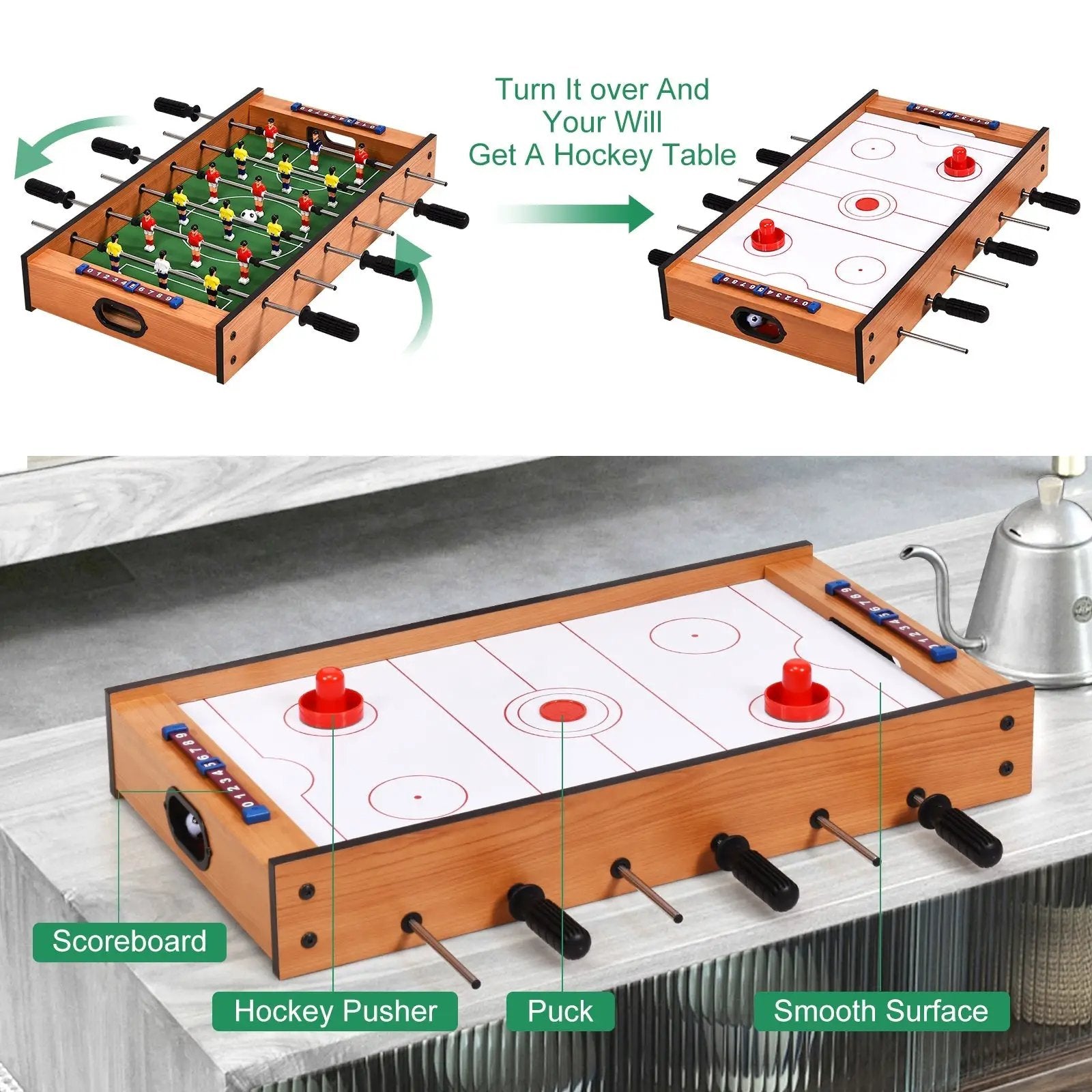 2-in-1 Indoor/Outdoor Air Hockey Foosball Game Table by DirectDeals