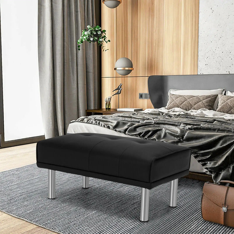 Rectangle Tufted Ottoman with Stainless Steel Legs for Living Room by DirectDeals