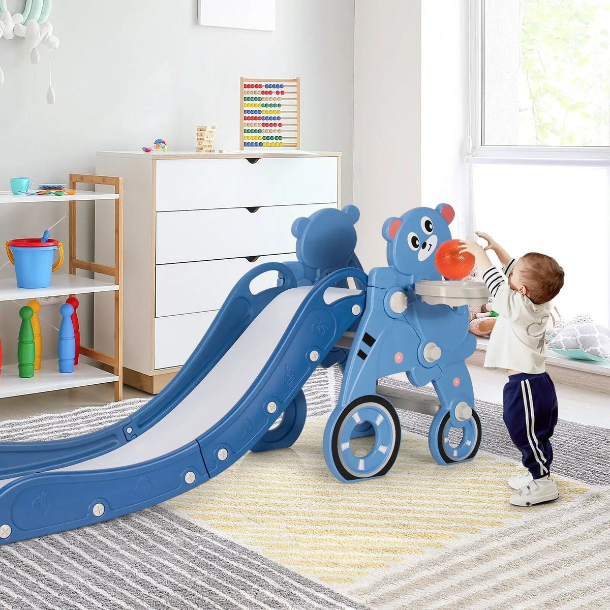 4-in-1 Foldable Baby Slide Toddler Climber Slide PlaySet with Ball by DirectDeals