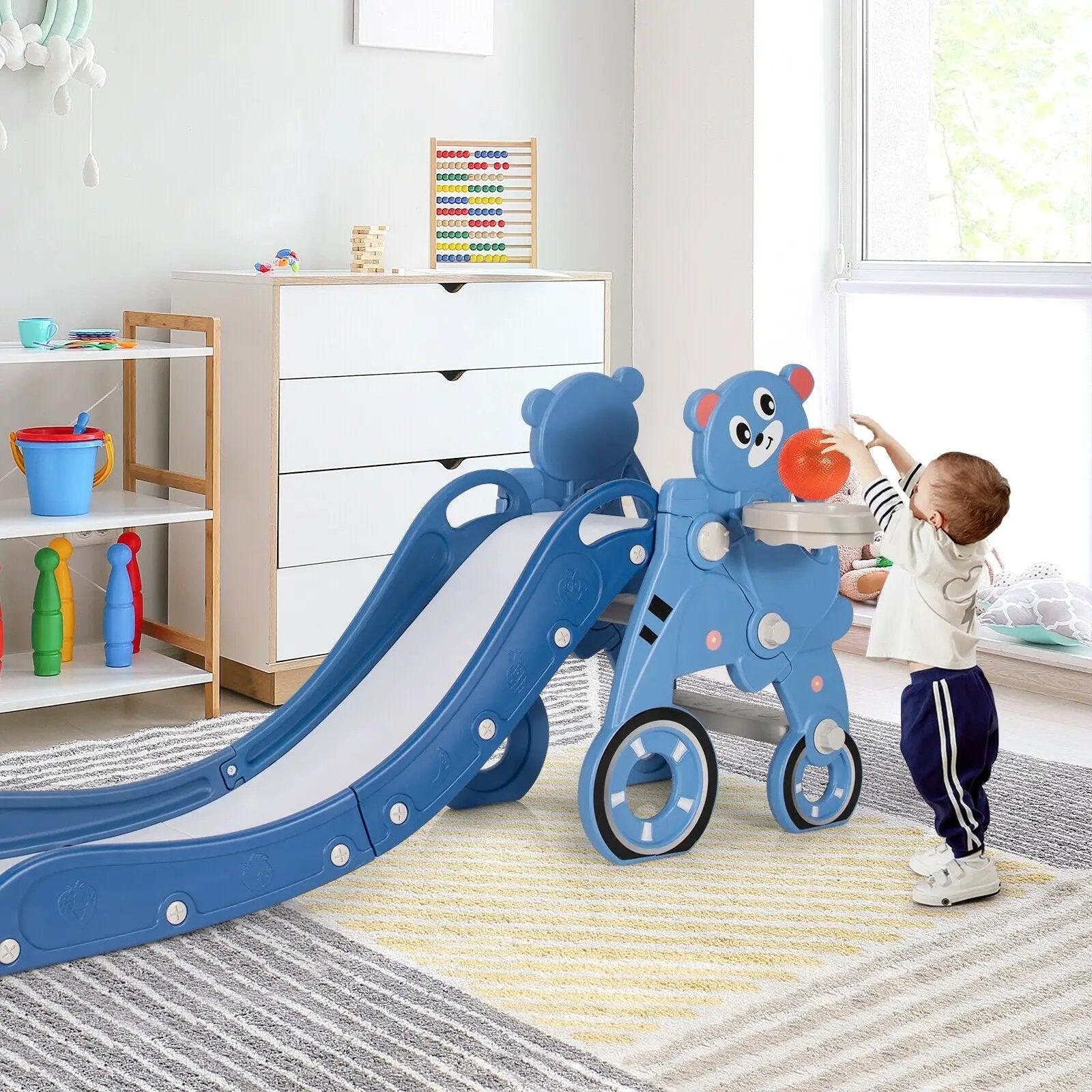 4-in-1 Foldable Baby Slide Toddler Climber Slide PlaySet with Ball by DirectDeals