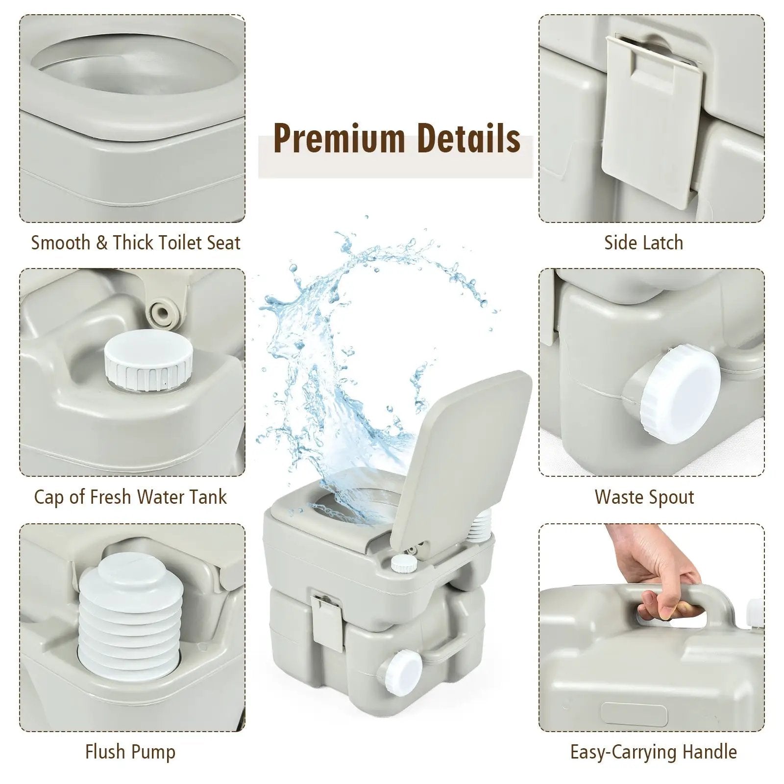 5.3 Gallon 20 L Portable Travel Toilet for Camping RV Indoor Outdoor by DirectDeals