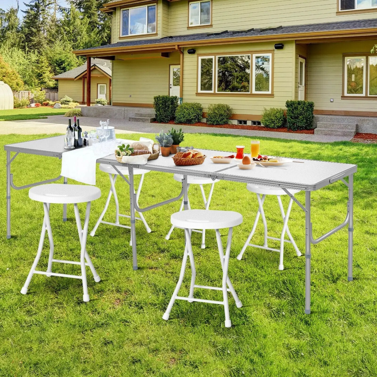 Set of 4 18 Inch Collapsible Round Stools with Handle by DirectDeals