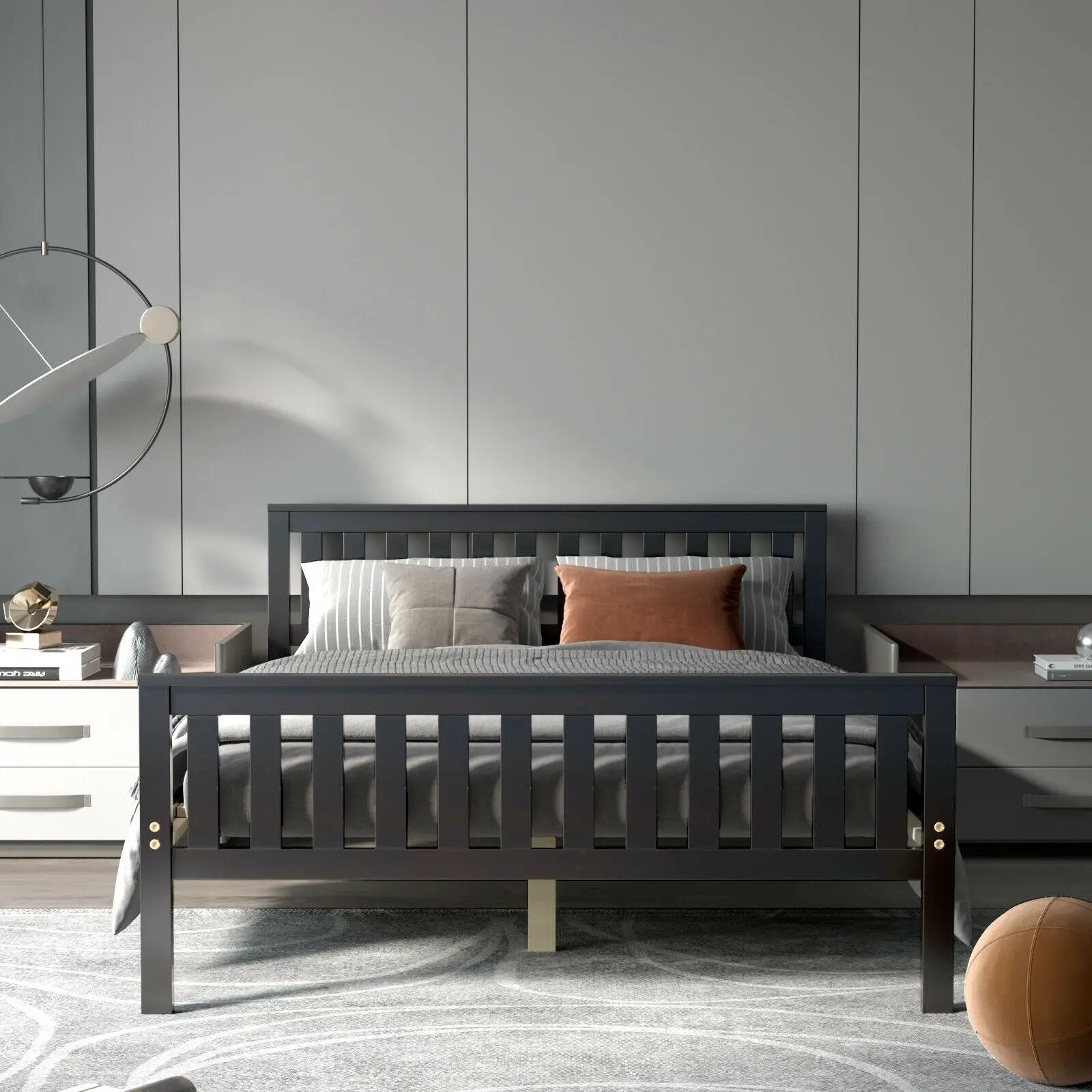 Full Size Wood Platform Bed with Headboard by DirectDeals