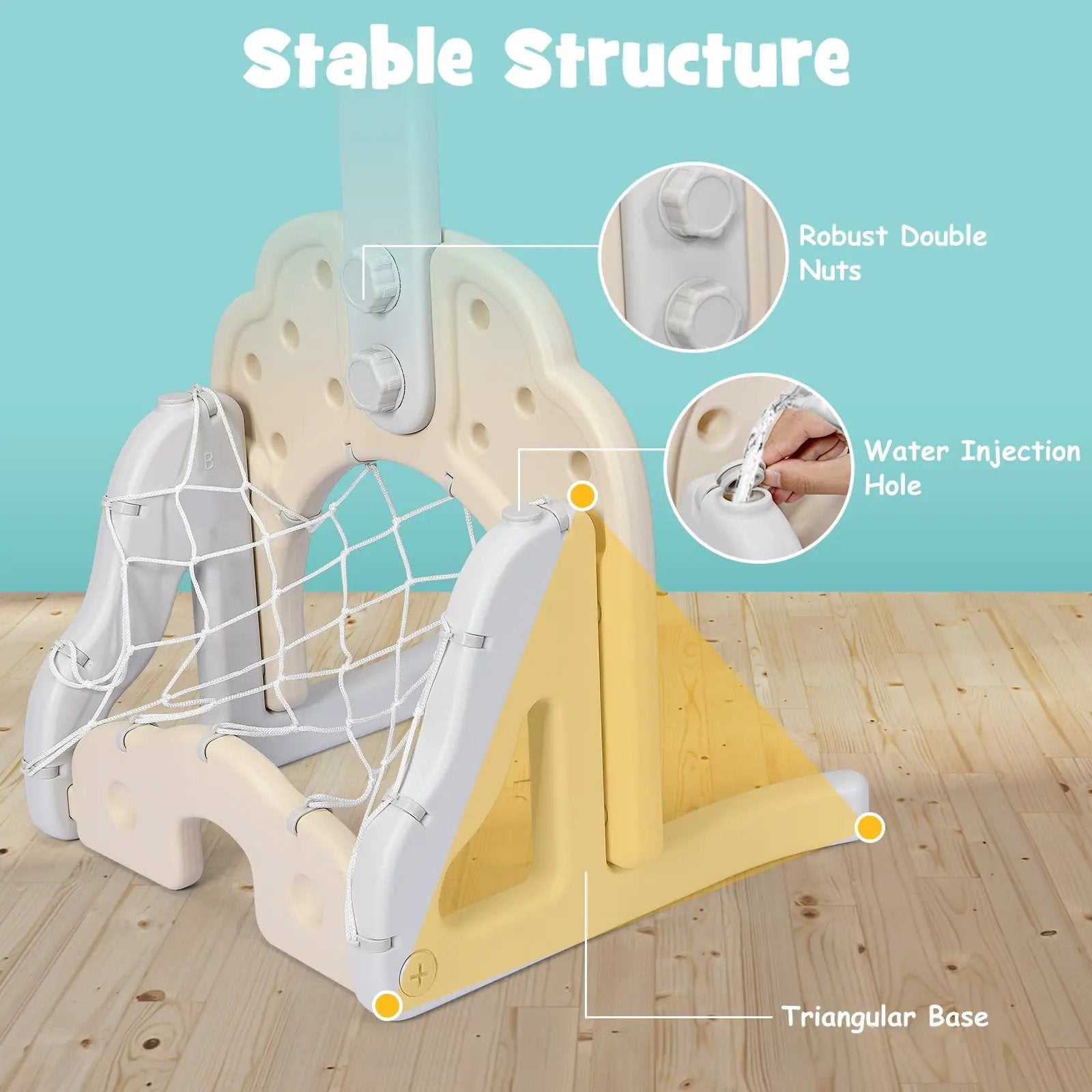 3-in-1 Adjustable Kids Basketball Hoop Sports Set by DirectDeals
