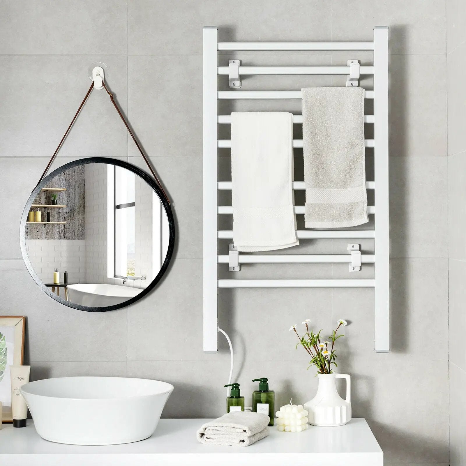 2-in-1 150W Freestanding and Wall-mounted Towel Warmer Drying Rack with Timer by DirectDeals