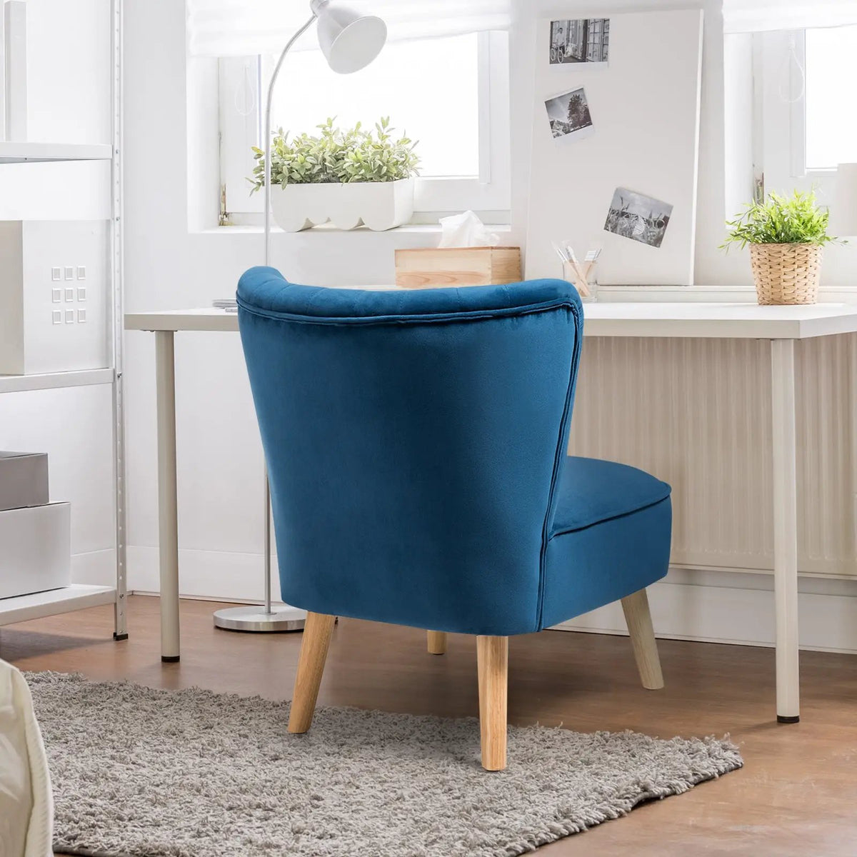 Modern Armless Velvet Accent Chair with Wood Legs by DirectDeals