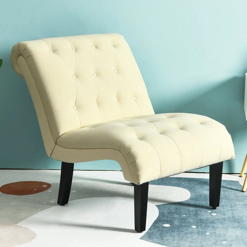 Cotton Linen Fabric Armless Accent Chair with Adjustable Foot Pads by DirectDeals