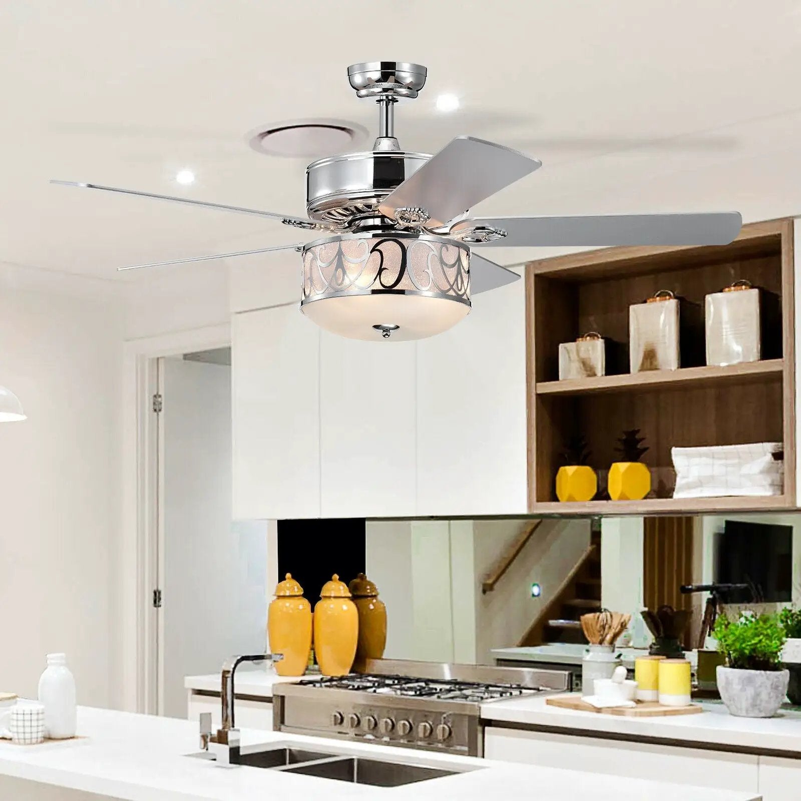 52 Inch Ceiling Fan with Light Reversible Blade and Adjustable Speed by DirectDeals