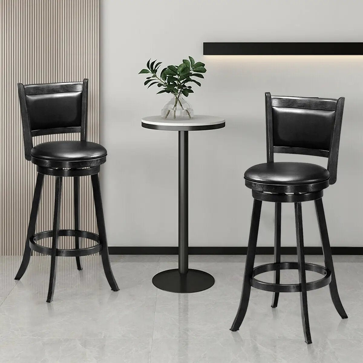 Set of 2 29 Inch Swivel Bar Height Stool Wood Dining Chair Barstool by DirectDeals