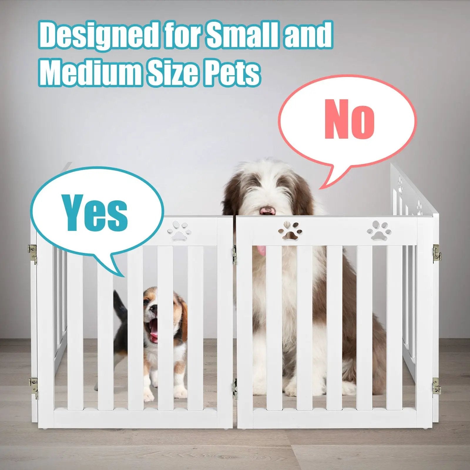 24 Inch Folding Wooden Freestanding Pet Gate Dog Gate with 360¬∞ Hinge by DirectDeals
