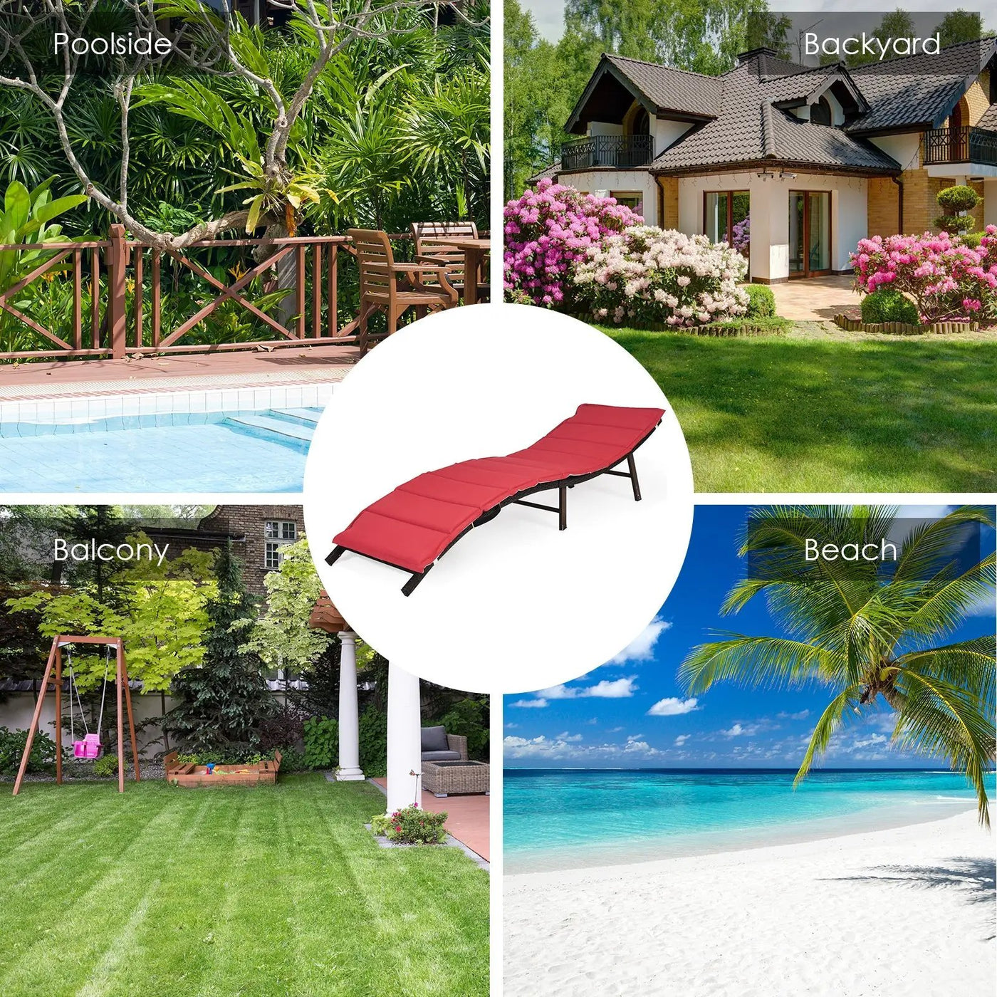 2Pcs Folding Patio Lounger Chair by DirectDeals