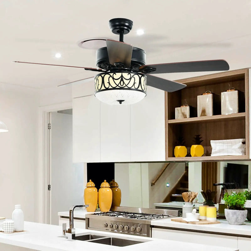 52 Inch Ceiling Fan with Light Reversible Blade and Adjustable Speed by DirectDeals
