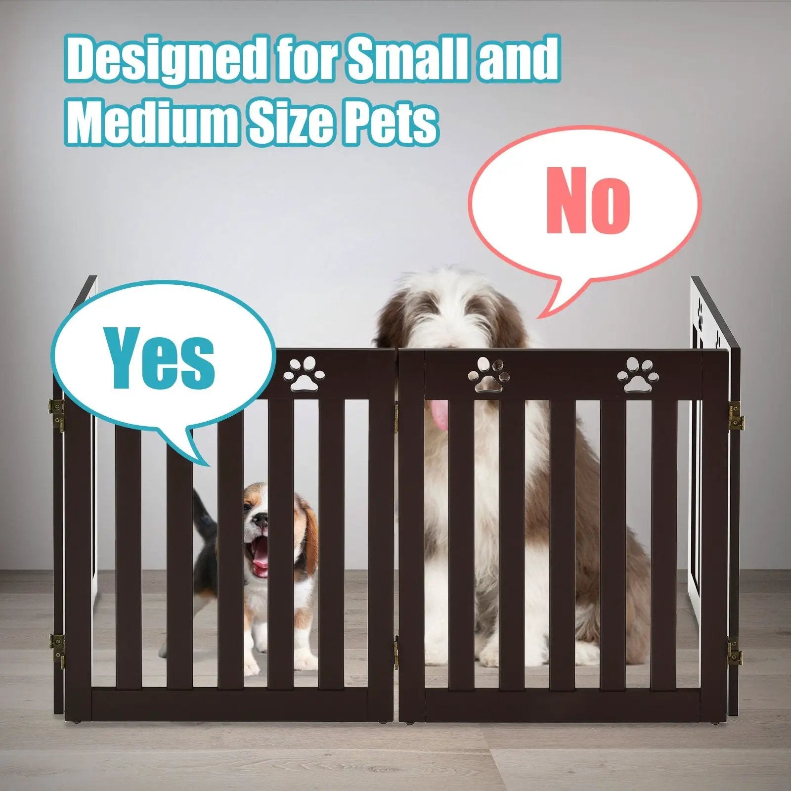 24 Inch Folding Wooden Freestanding Pet Gate Dog Gate with 360¬∞ Hinge by DirectDeals