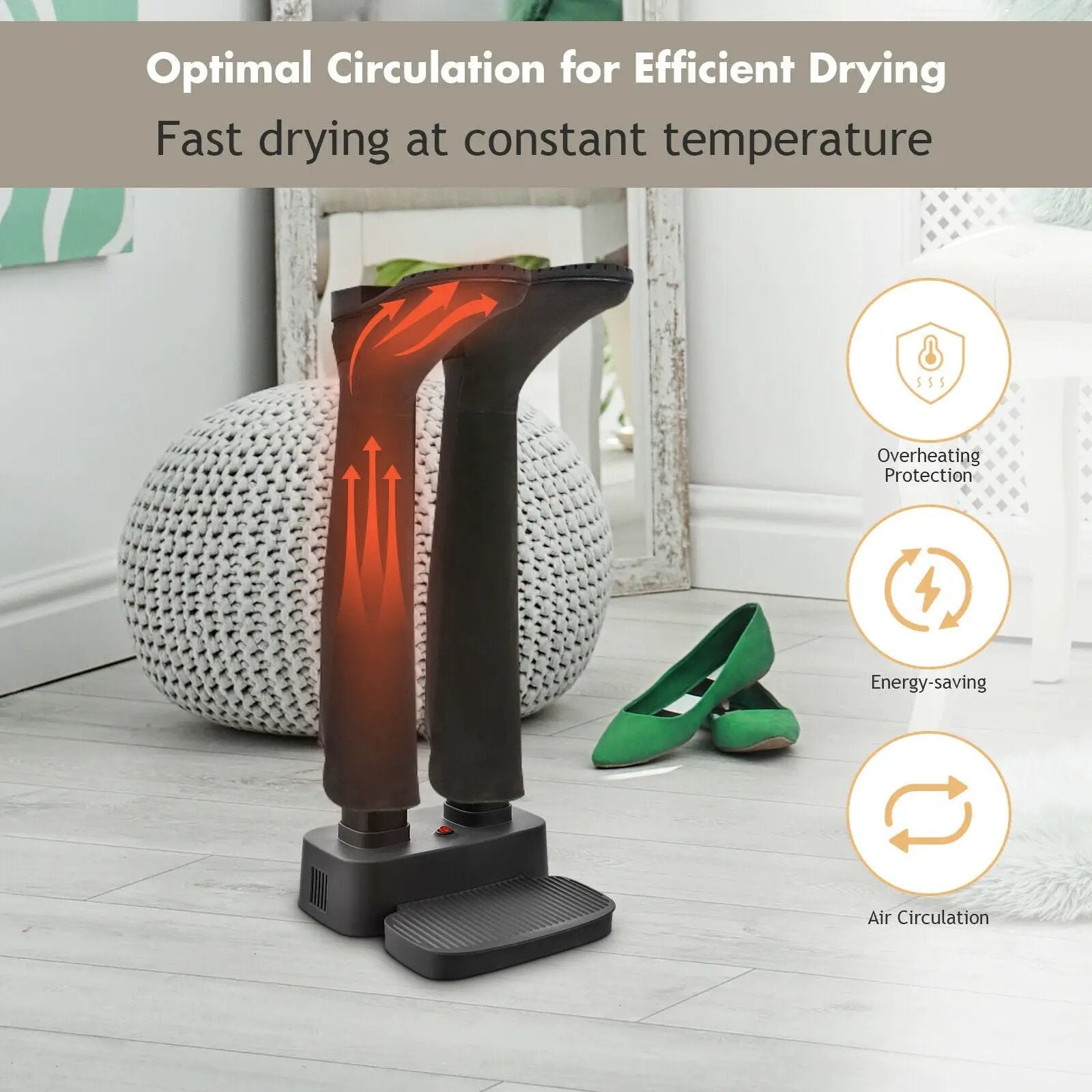 2-Shoe Electric Shoe Dryer with Portable Adjustable Warmer by DirectDeals