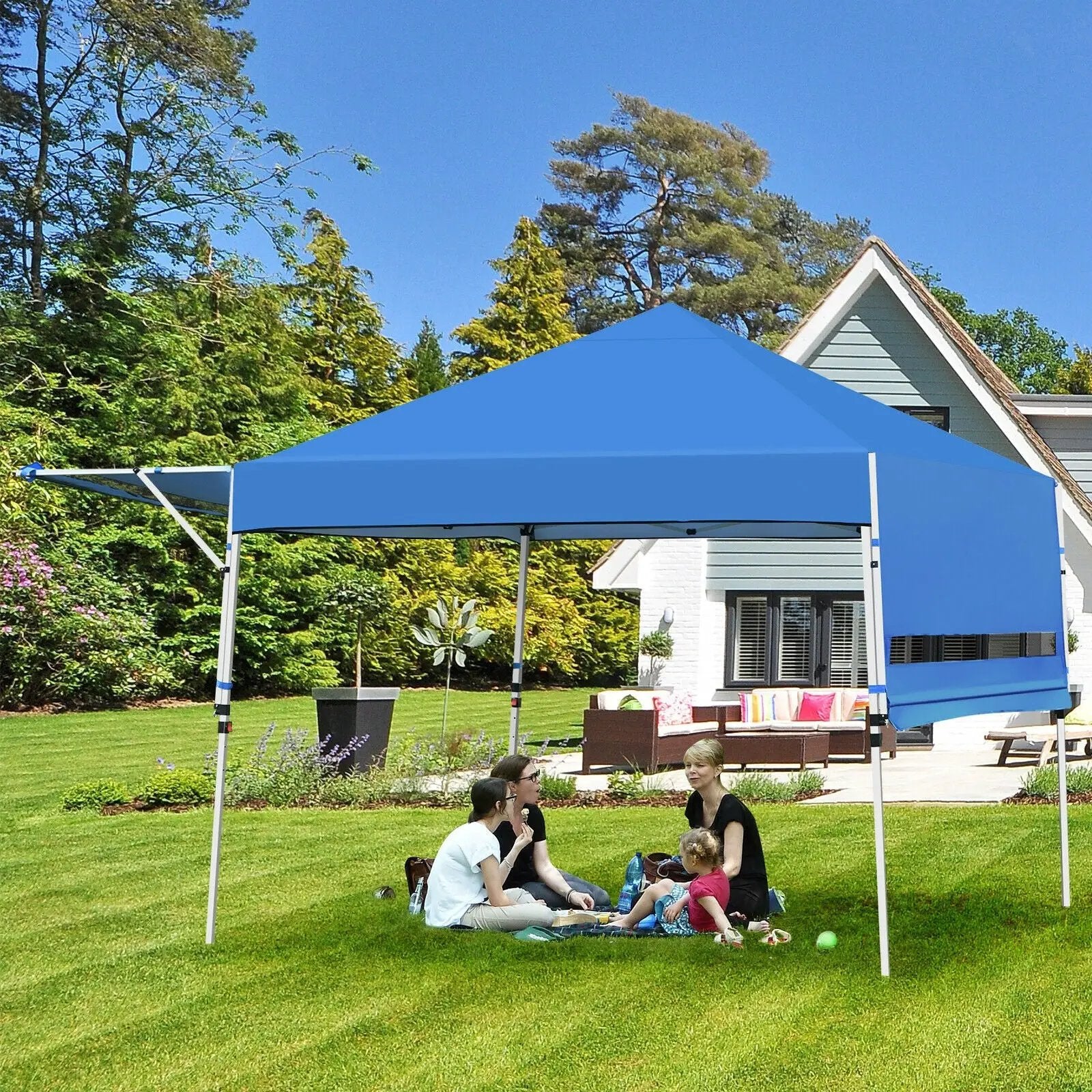 17 Feet x 10 Feet Foldable Pop Up Canopy with Adjustable Instant Sun Shelter by DirectDeals