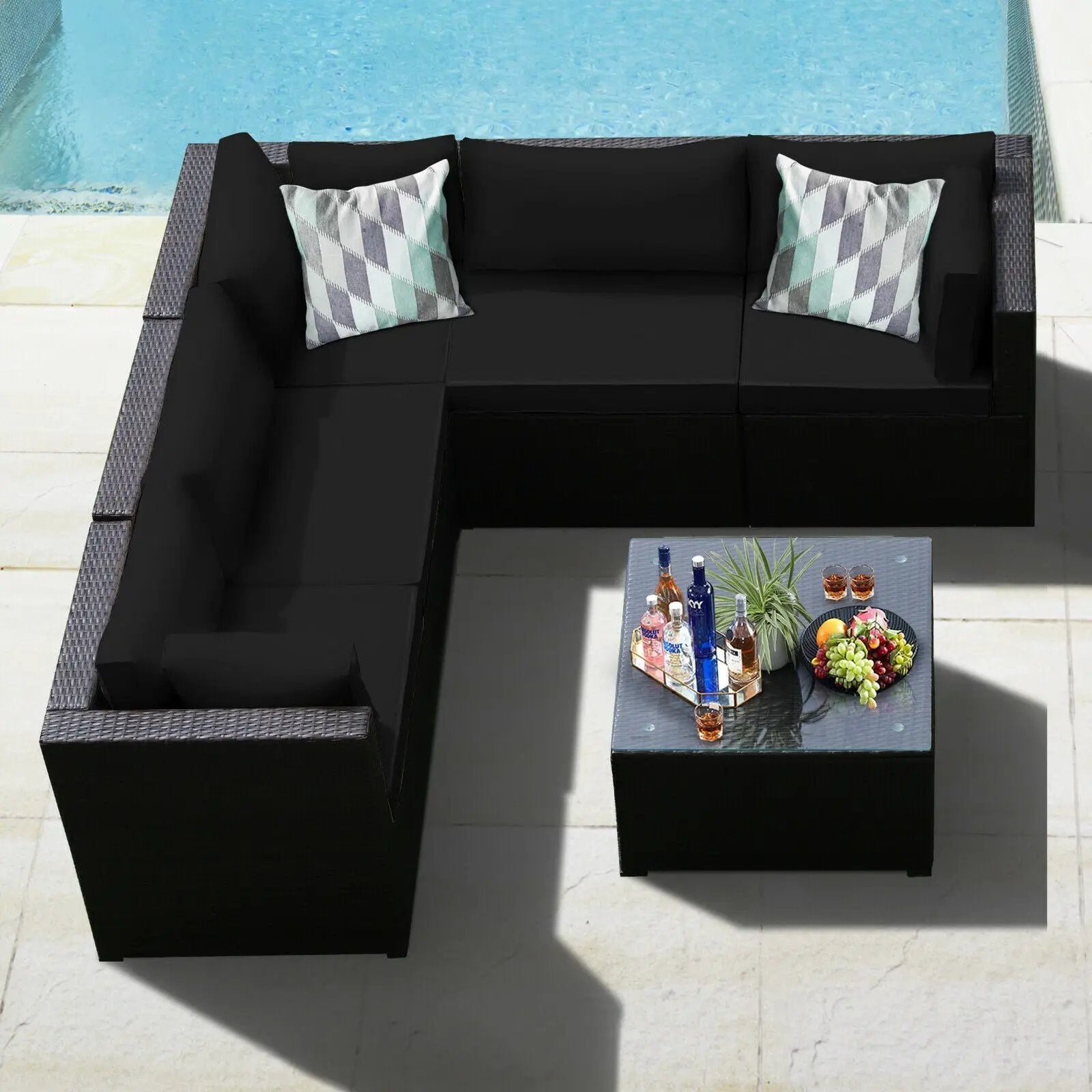 6 Pieces Patio Furniture Sofa Set with Cushions for Outdoor by DirectDeals