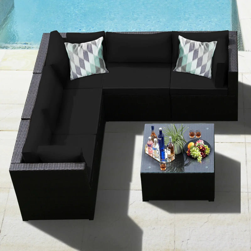 6 Pieces Patio Furniture Sofa Set with Cushions for Outdoor by DirectDeals