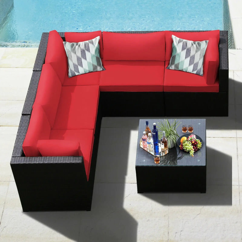 6 Pieces Patio Furniture Sofa Set with Cushions for Outdoor by DirectDeals
