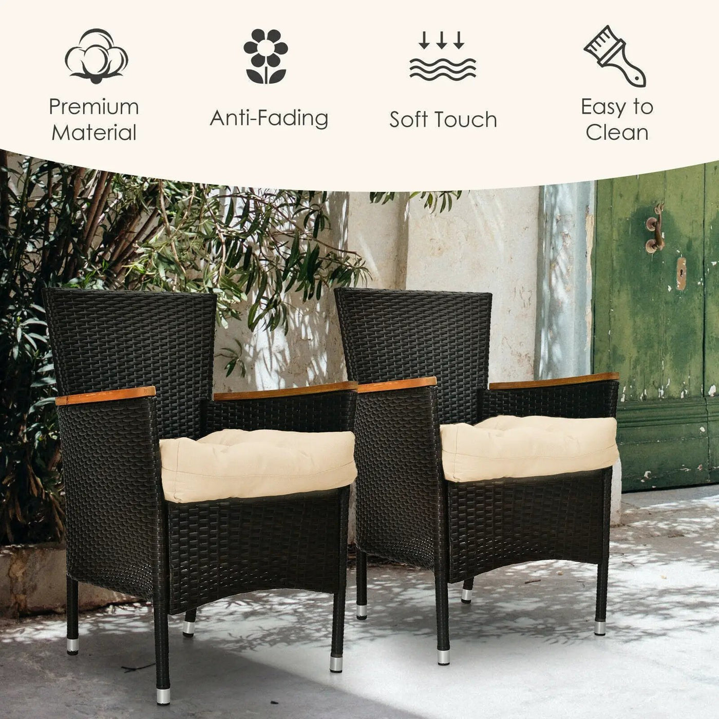 21 Inch x 21 Inch Patio Chair Seat Cushion Pads for Indoor and Outdoor by DirectDeals