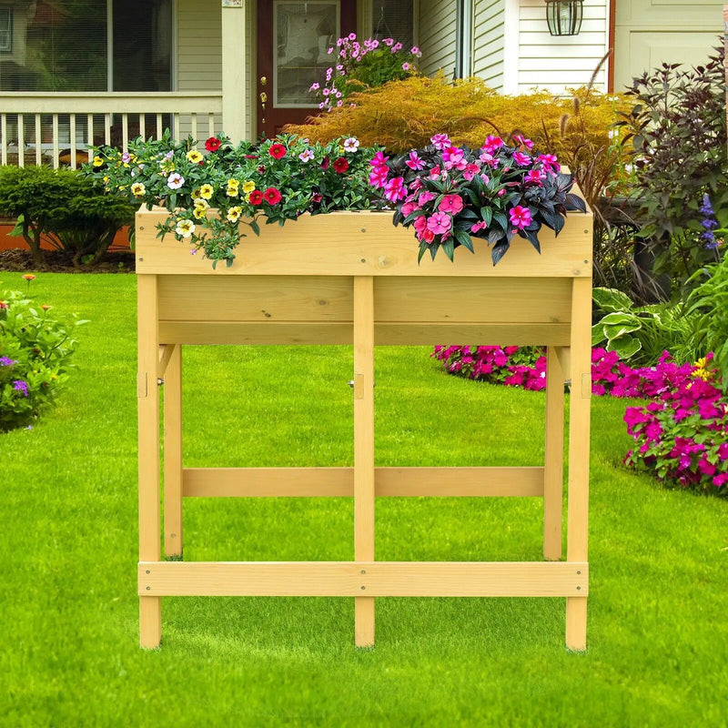 Raised Wooden Planter Vegetable Flower Bed with Liner by DirectDeals