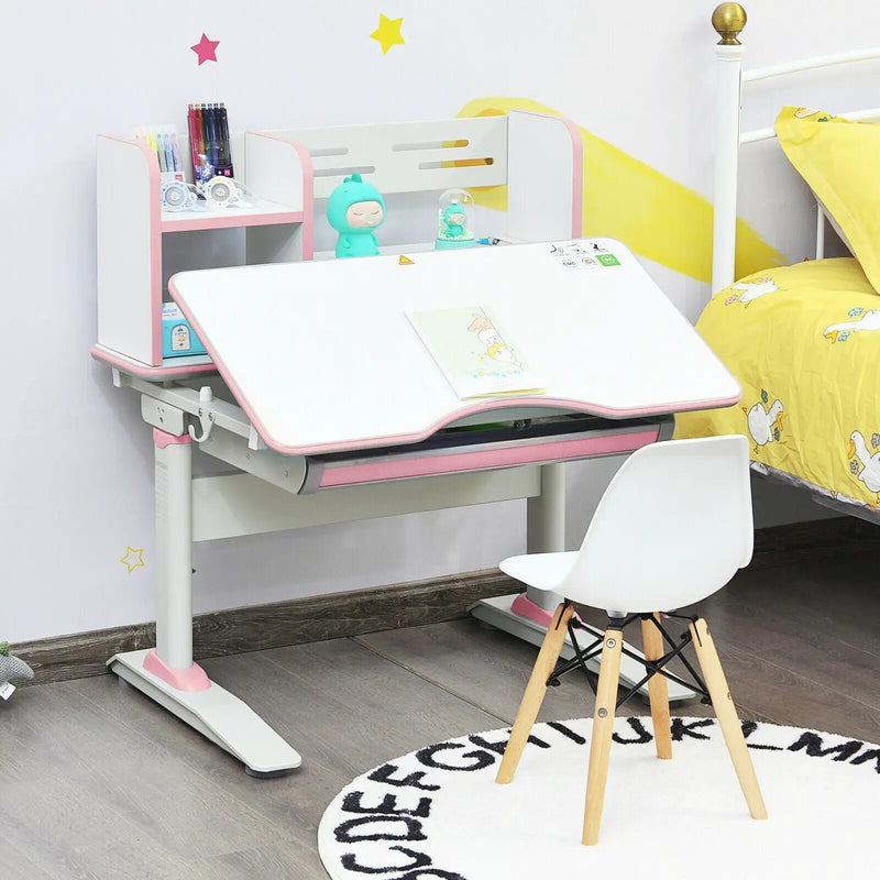 Kids Multifunctional Writing Desk with Tilt Desktop and Book Shelf by DirectDeals