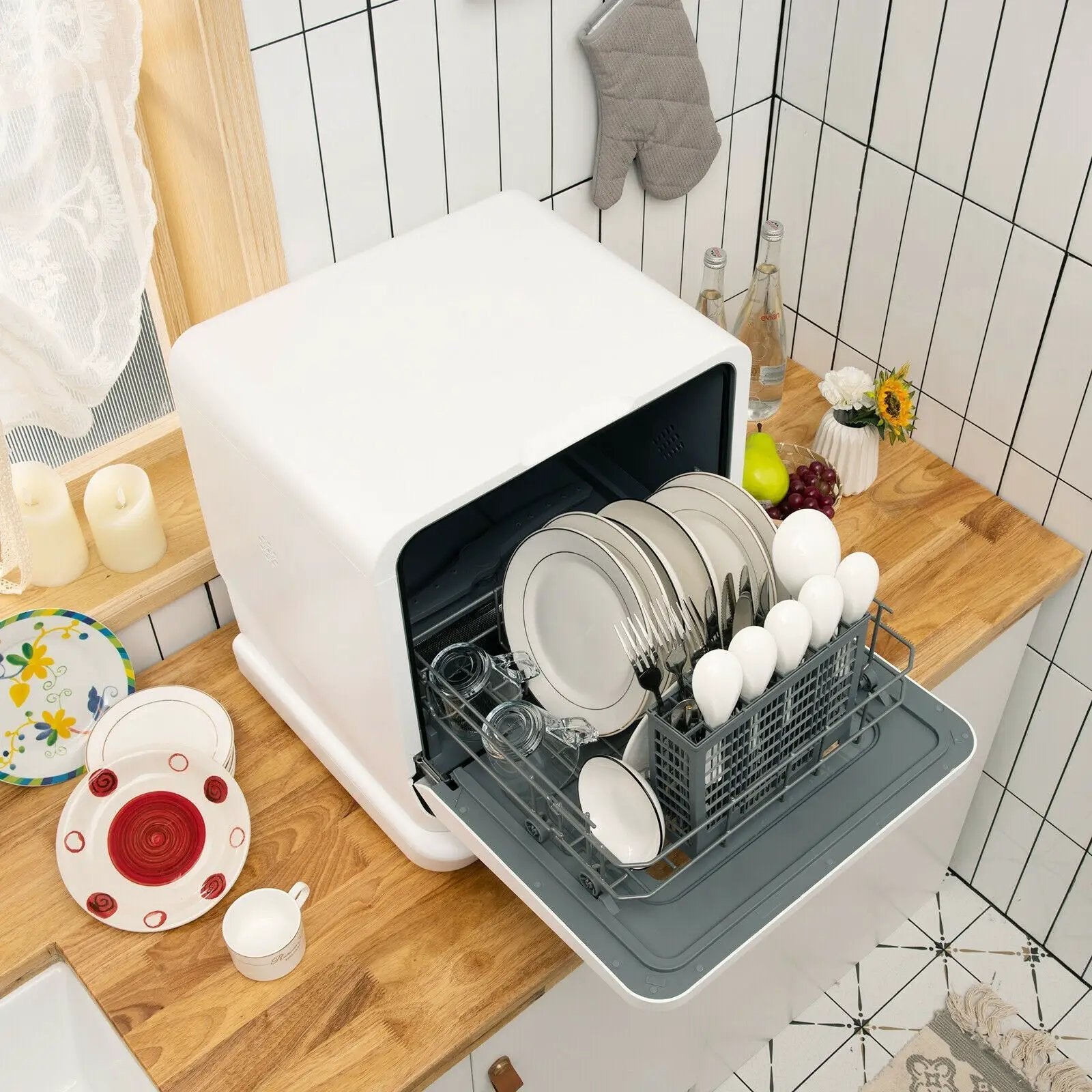 Portable Countertop Dishwasher Air Drying 5 Programs with 7.5L Water Tank by DirectDeals