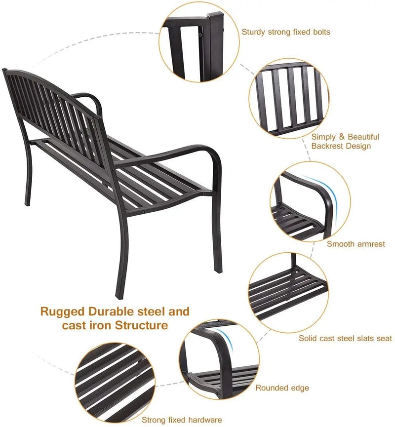 50 Inch Patio Garden Bench Loveseats for Outdoor by DirectDeals