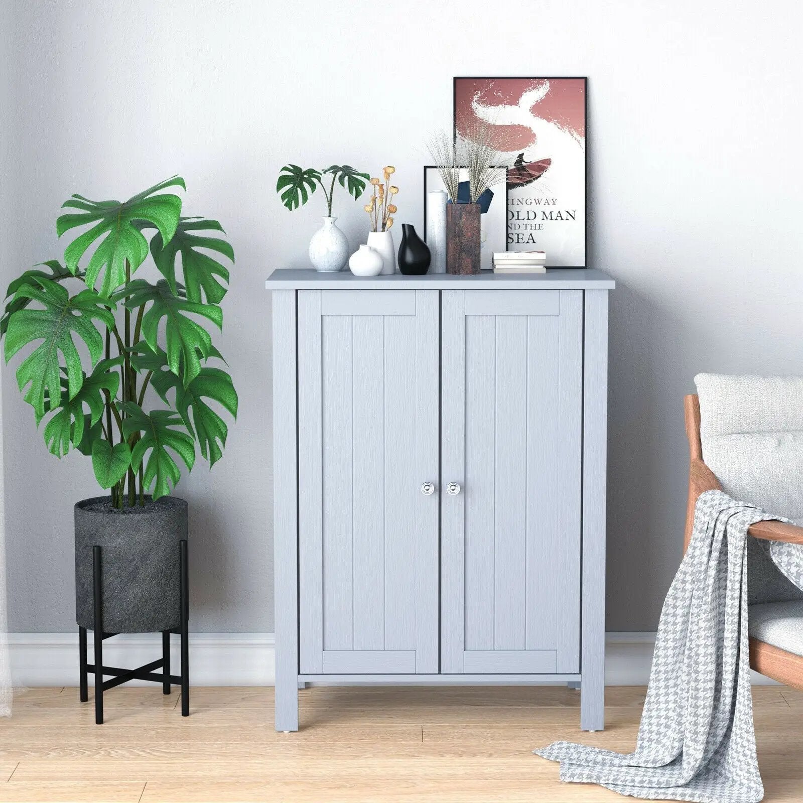 2-Door Bathroom Floor Storage Cabinet Space Saver Organizer by DirectDeals