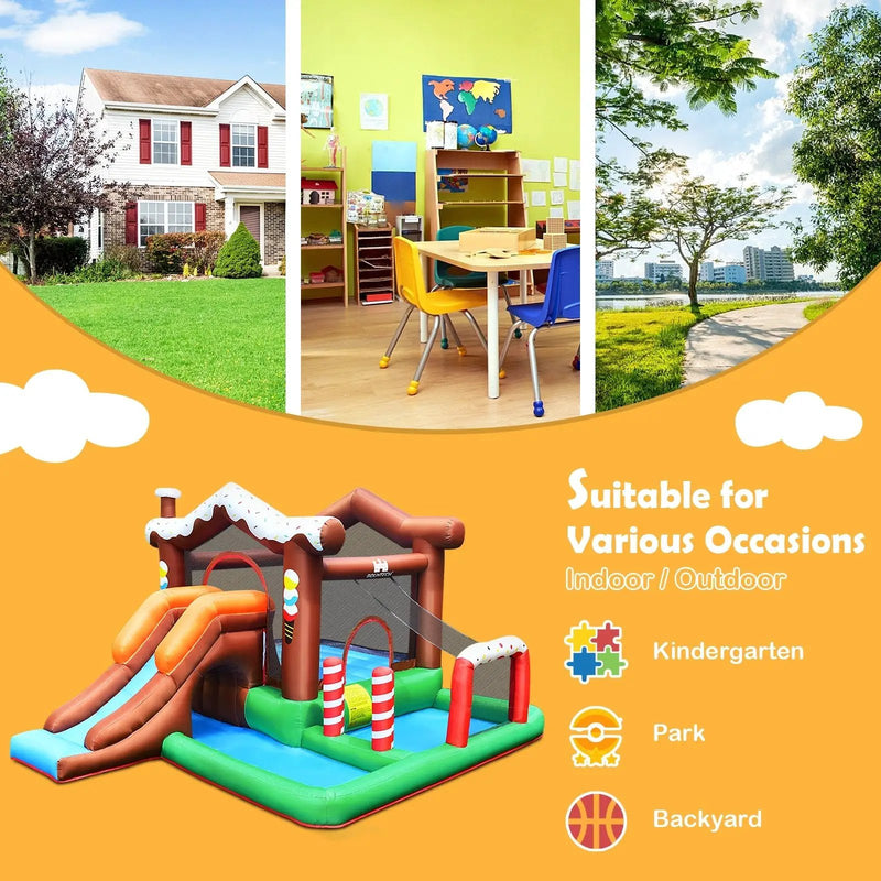 Kids Inflatable Bounce House Jumping Castle Slide Climber Bouncer Without Blower by DirectDeals
