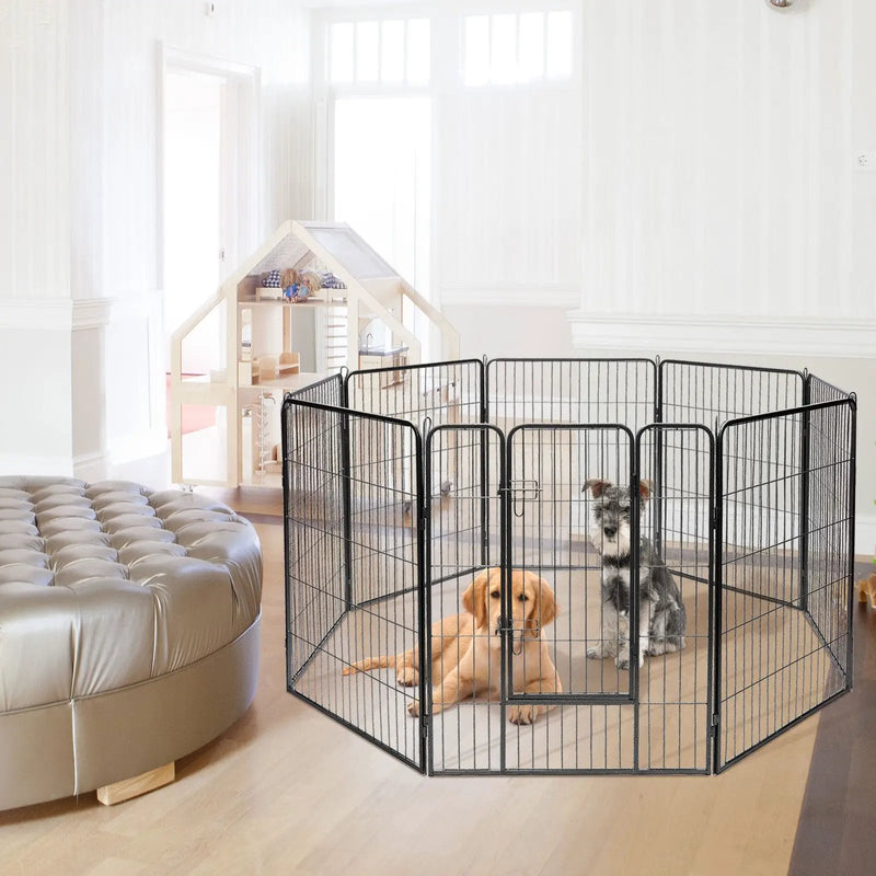 8 Metal Panel Heavy Duty Pet Playpen Dog Fence with Door by DirectDeals