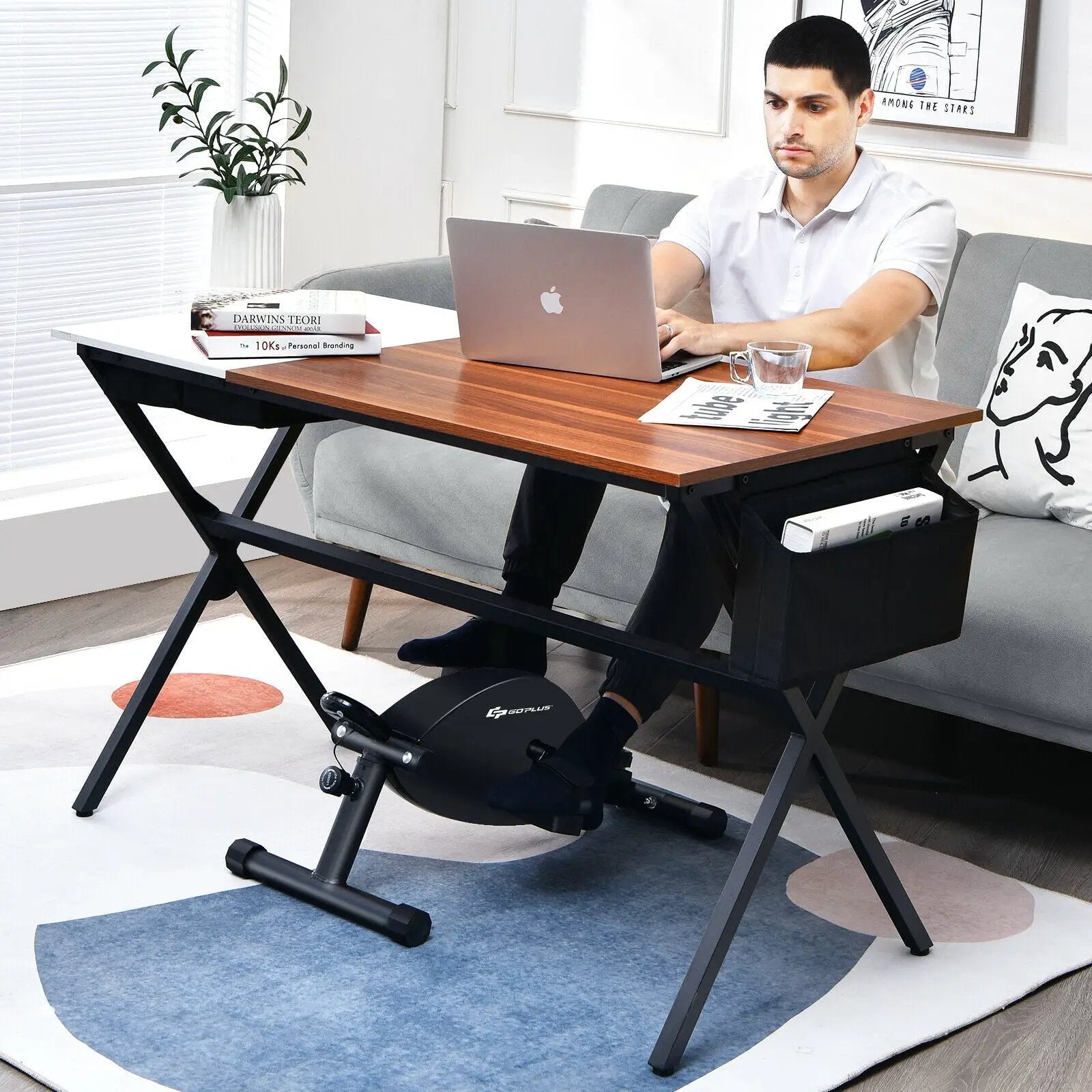 Portable Under Desk Bike Pedal Exerciser with Adjustable Magnetic Resistance by DirectDeals