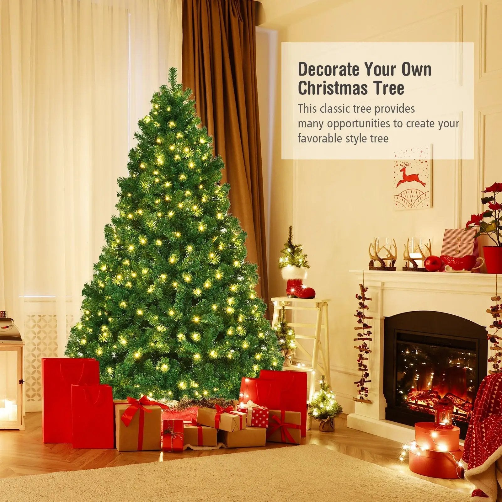 7 Feet PVC Artificial Christmas Tree with LED Lights by DirectDeals