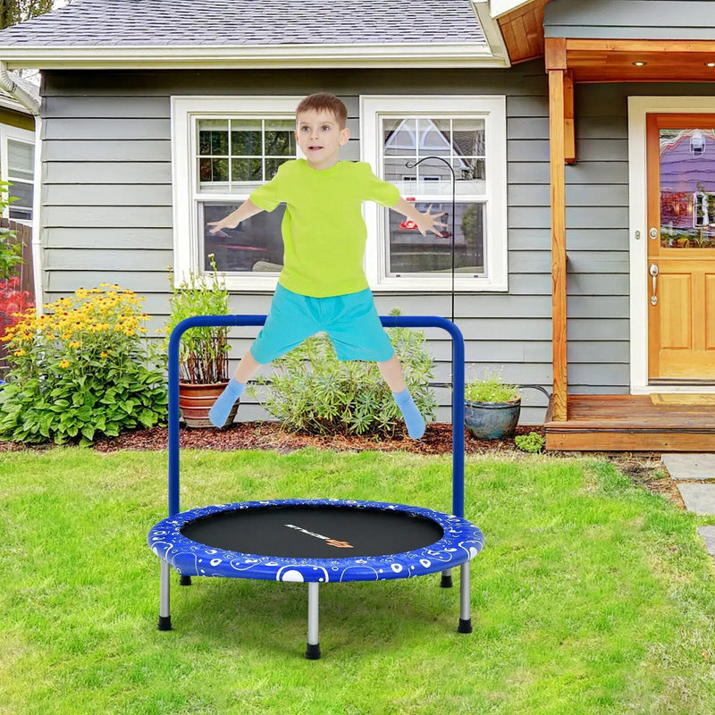 36 Inch Kids Trampoline Mini Rebounder with Full Covered Handrail by DirectDeals