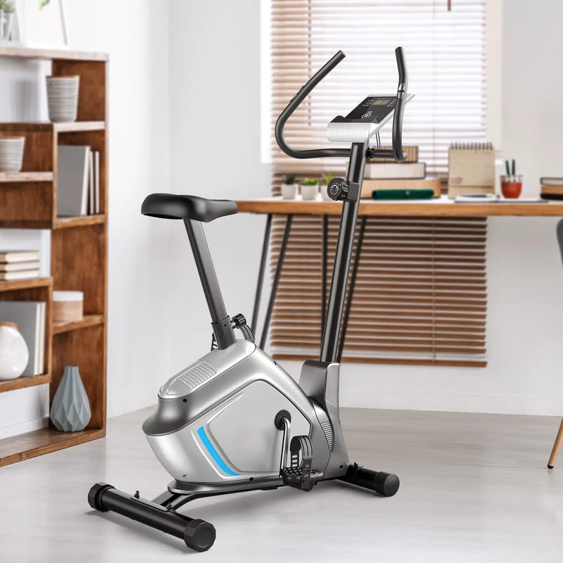 Magnetic Stationary Upright Exercise Bike with LCD Monitor and Pulse Sensor by DirectDeals